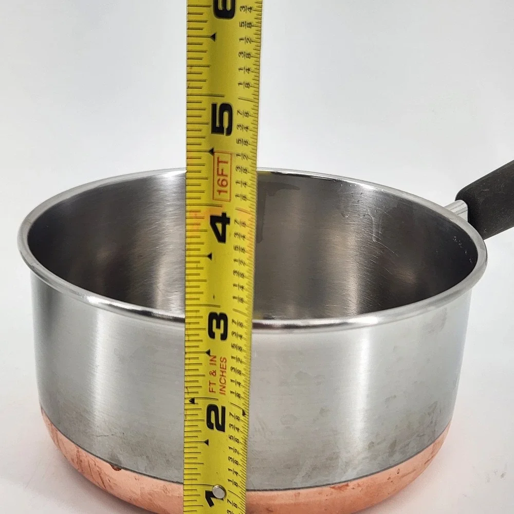 Vintage Revere Ware 1 Qt Copper Bottom Saucepan with Lid Stainless Steel USA 84
